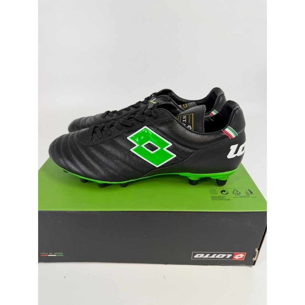 Lotto Stadio OG II FG Size 6.5 Soccer Cleats Black Spring Green 215017 1NI New